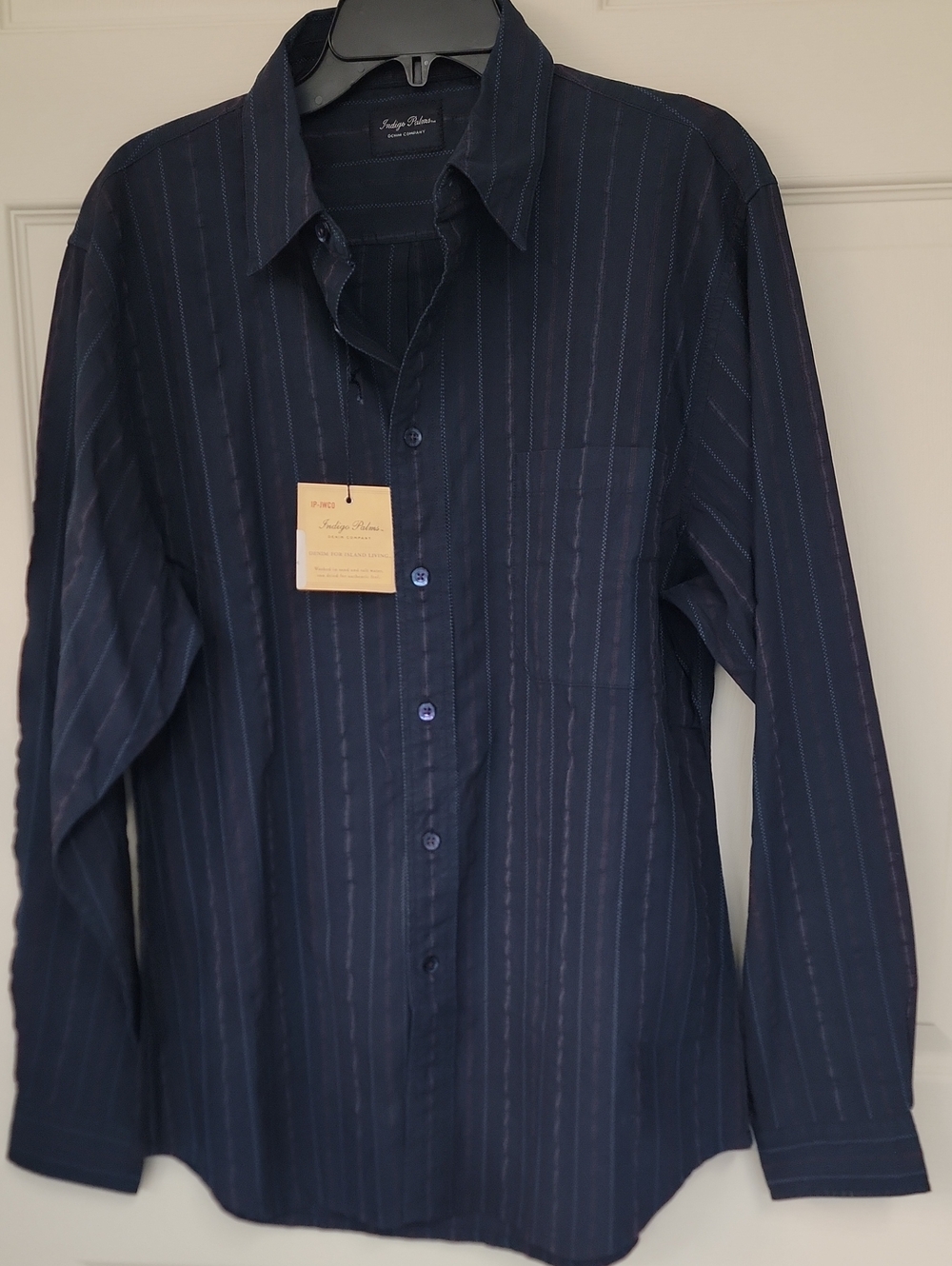 Indigo Men's Navy Stripe Dress Shirt